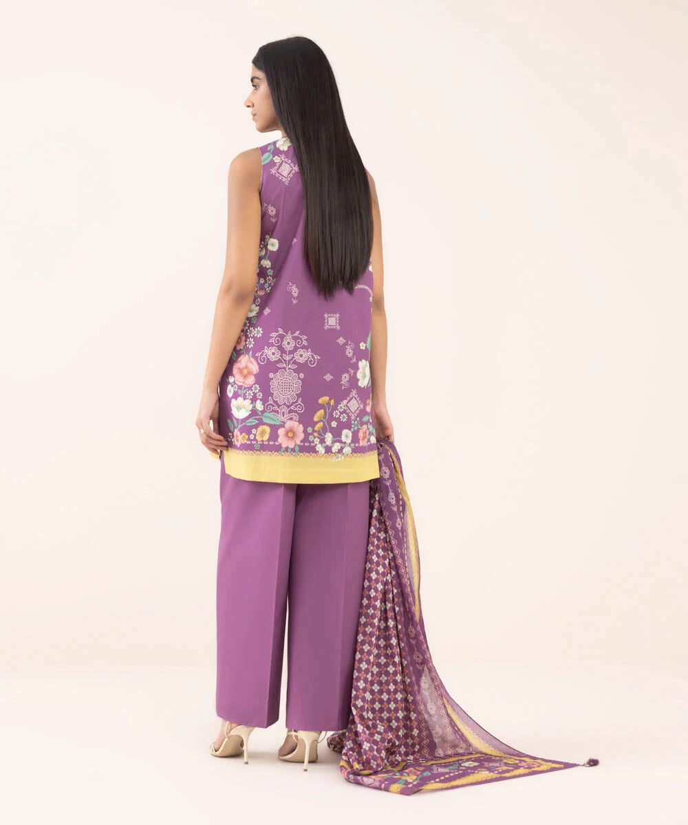 3 Piece - Printed Cotton Suit