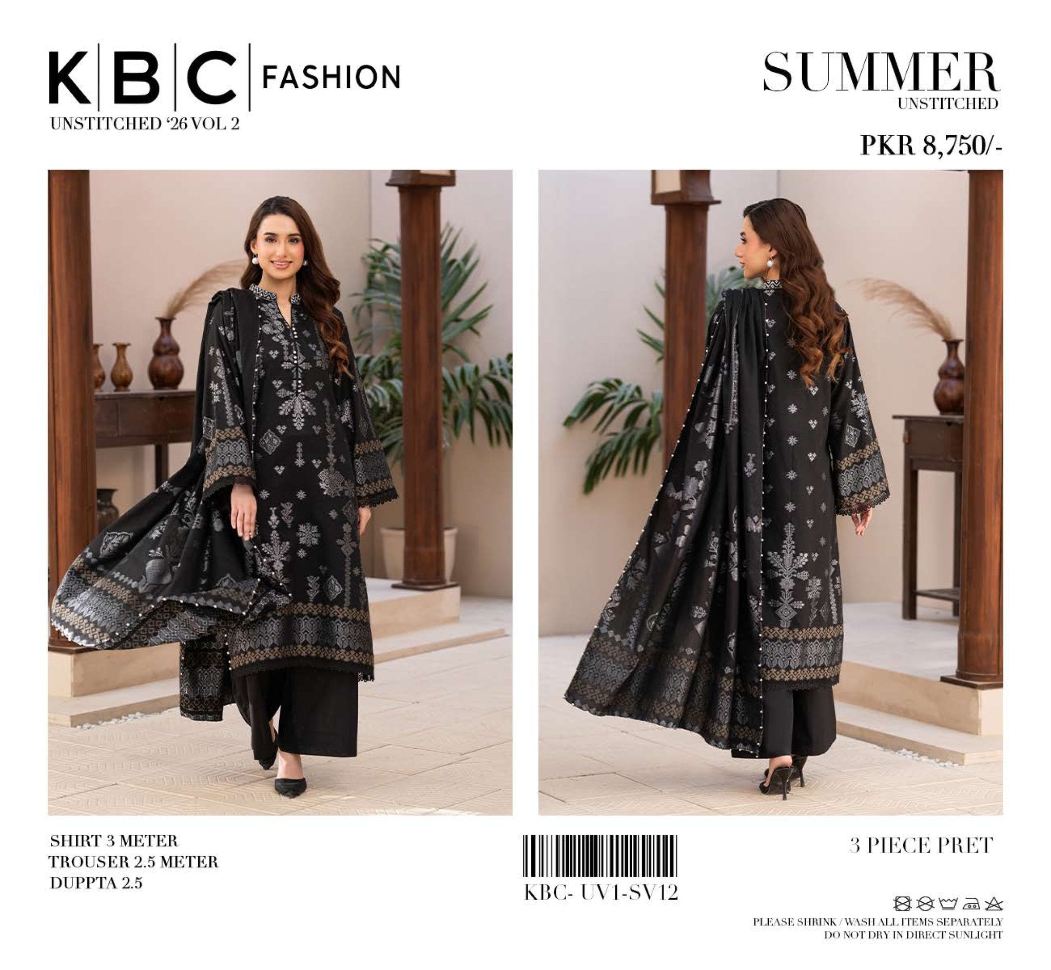 3 Piece KBC Suit-Paste Print (Unstitched)