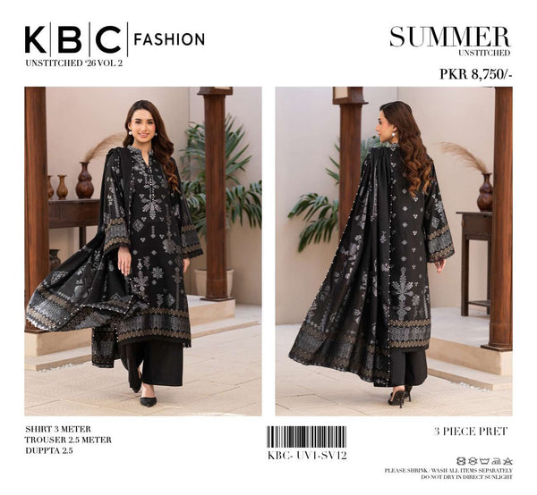 3 Piece KBC Suit-Paste Print (Unstitched)