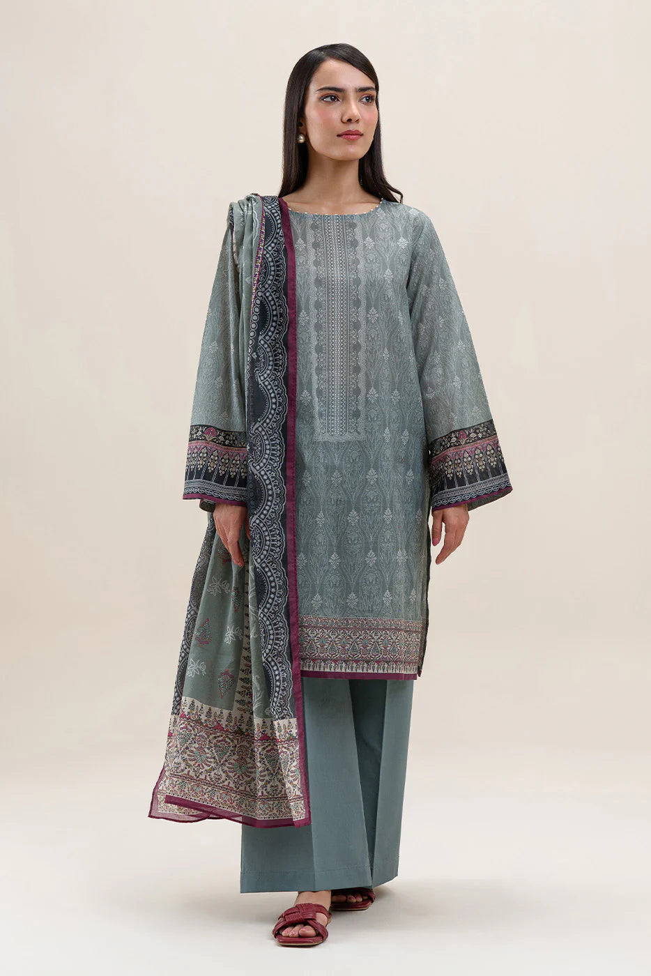 3 PIECE PRINTED LAWN SUIT-SAGE DREAM (UNSTITCHED)