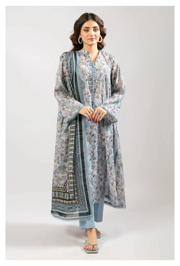 Sohaye | Floral Printed 3PC Unstitched Suit by Diners