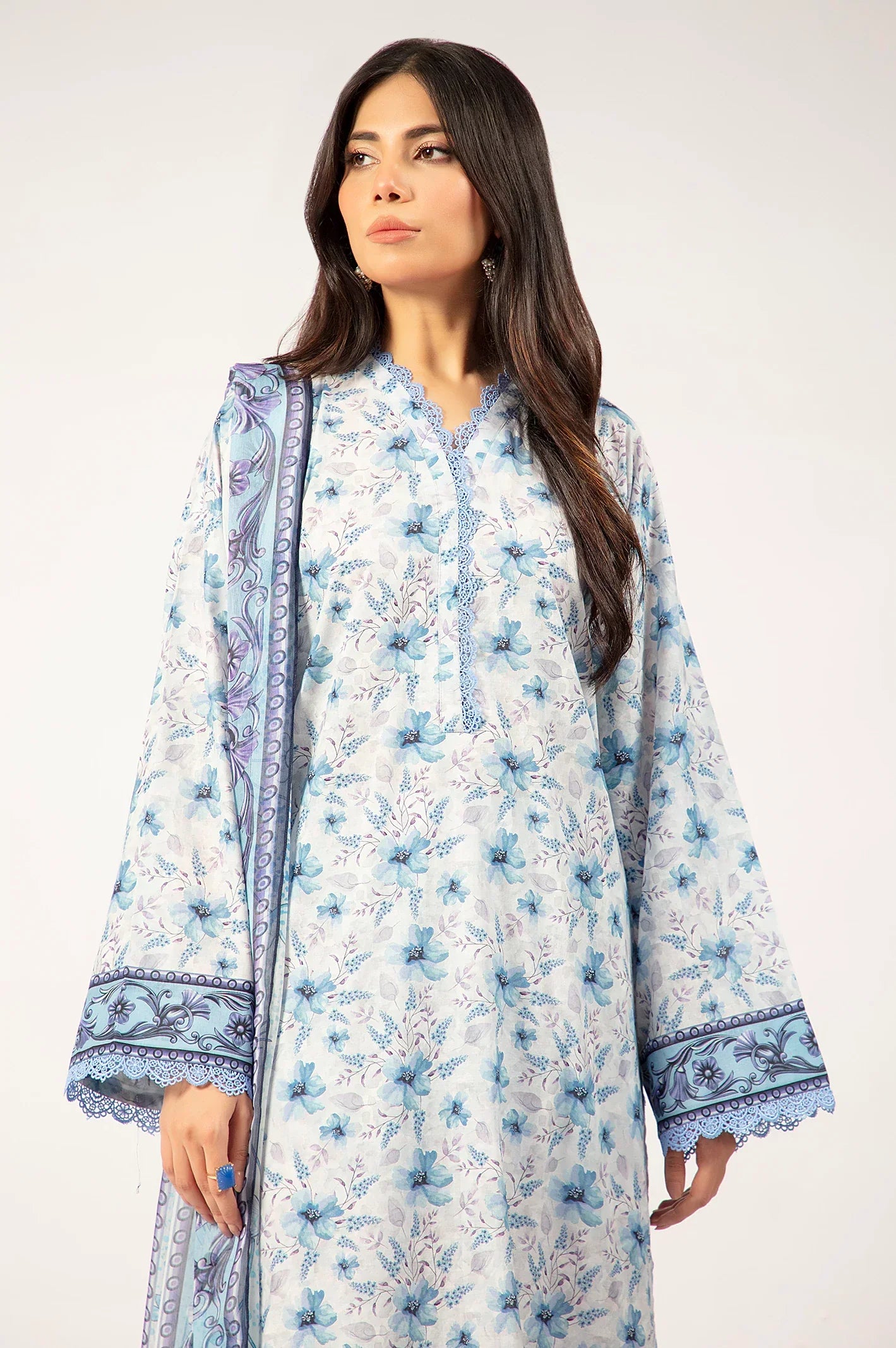 Light Grey Printed 3PC Unstitched