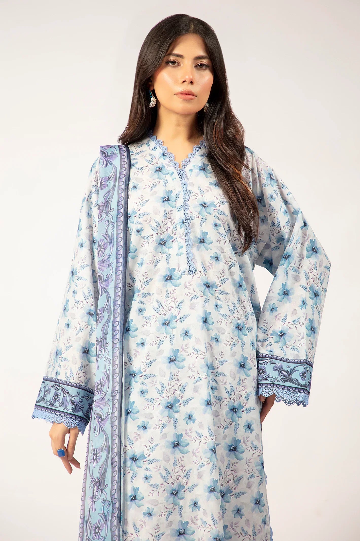 Light Grey Printed 3PC Unstitched