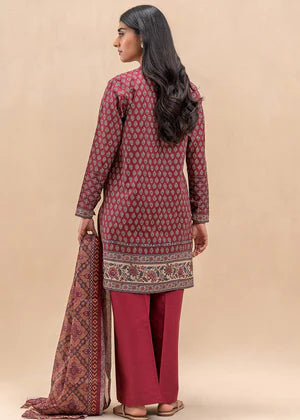 3 PIECE PRINTED LAWN SUIT-SCARLET MIST (UNSTITCHED)