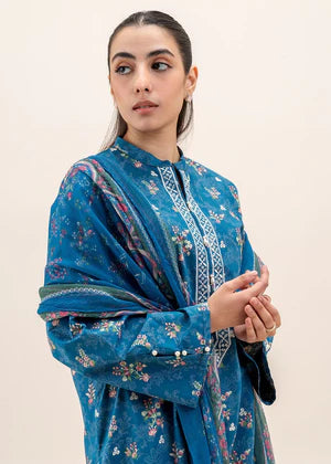 2 PIECE EMBROIDERED LAWN SUIT-COBALT FERN (UNSTITCHED)