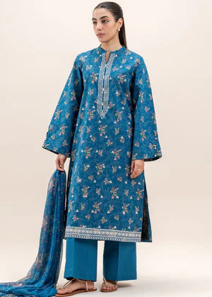 2 PIECE EMBROIDERED LAWN SUIT-COBALT FERN (UNSTITCHED)