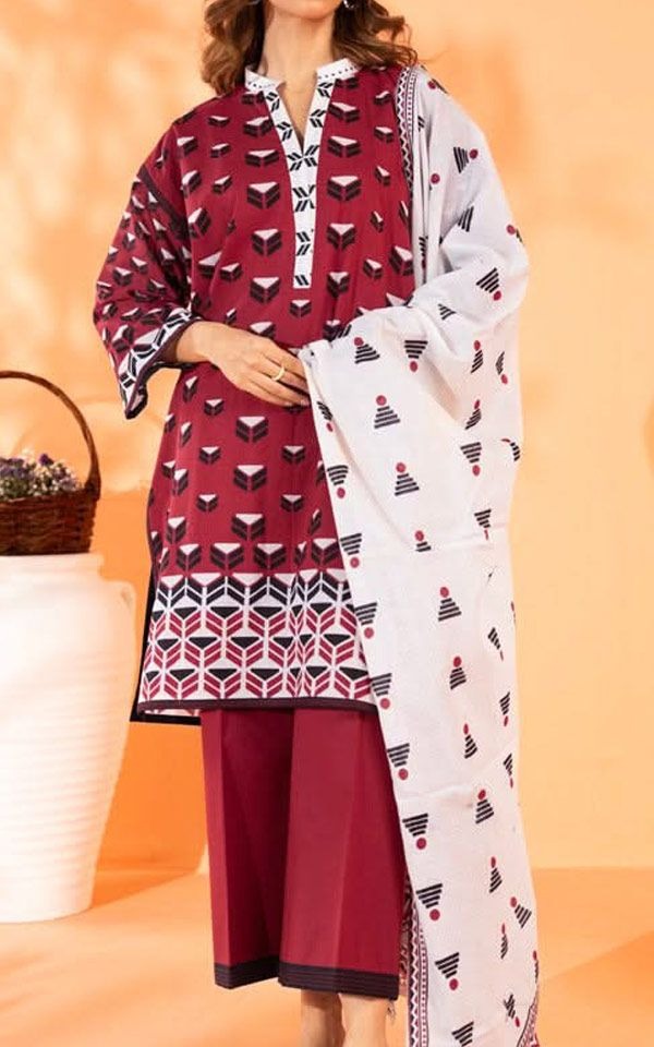 Alkaram Vivid Burgundy Lawn Suit