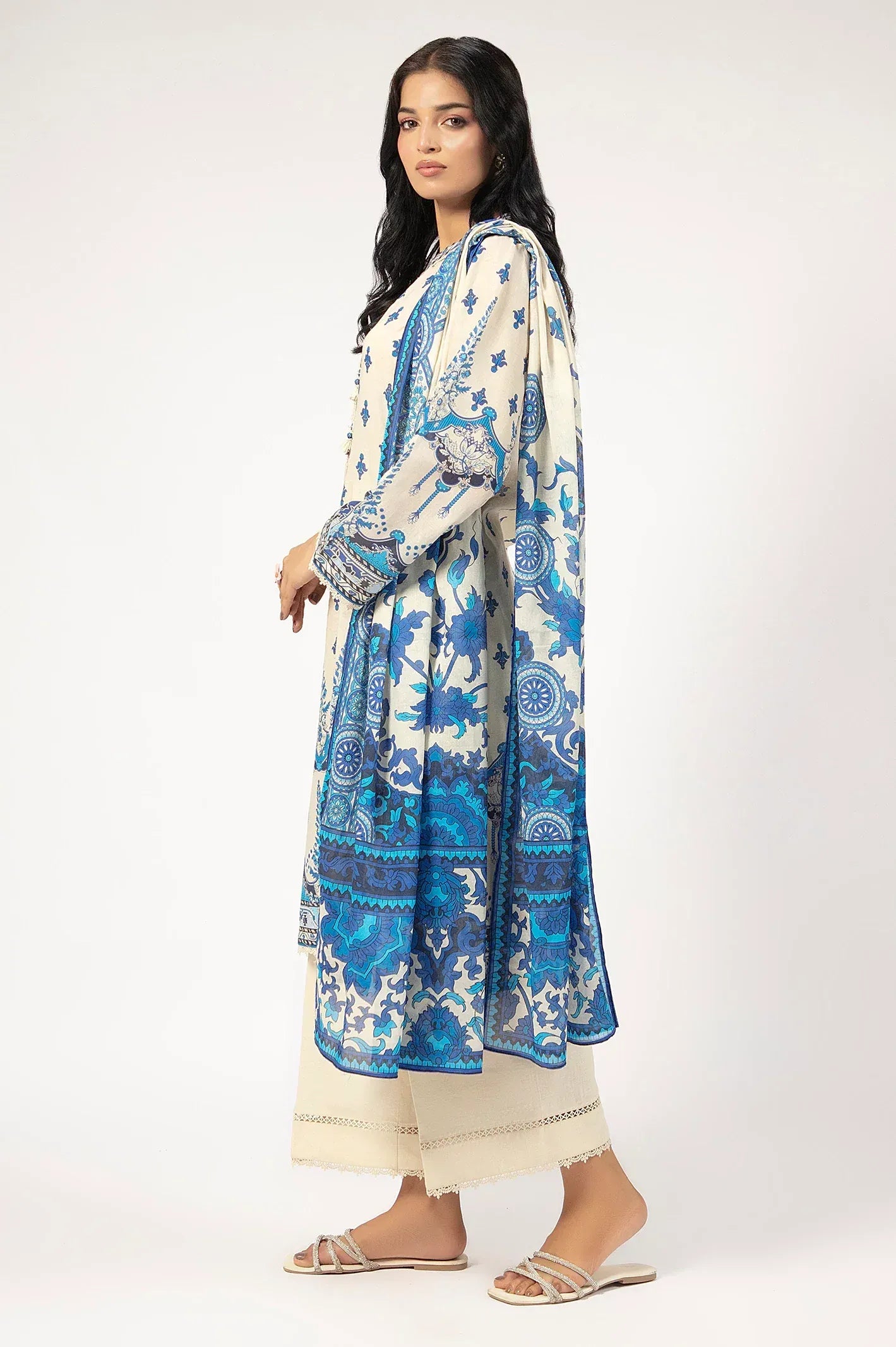 Printed Lawn-Cream Unstitched 3PC