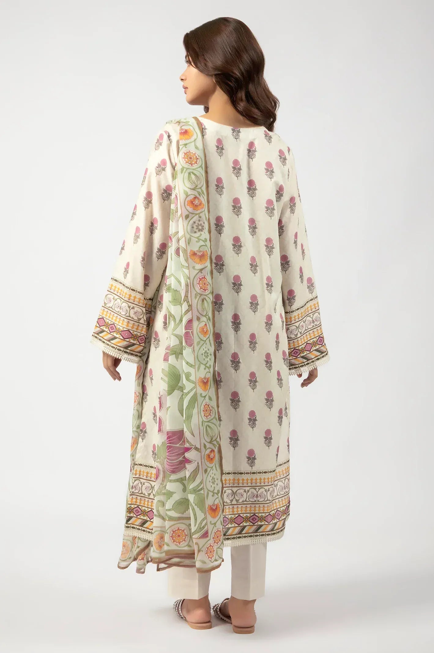 Beige Printed 3PC Unstitched