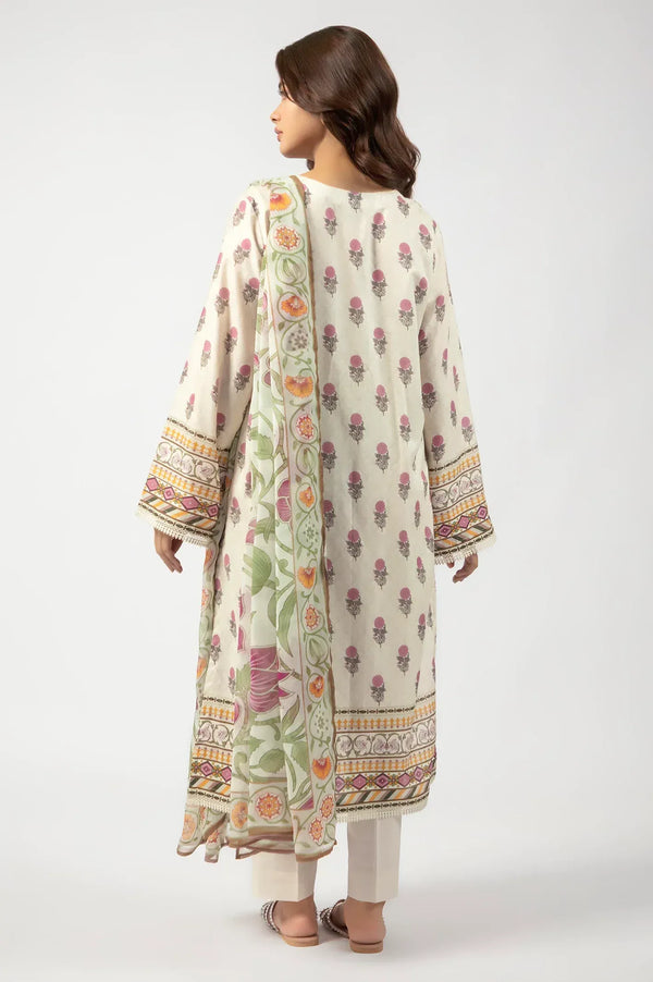 Beige Printed 3PC Unstitched