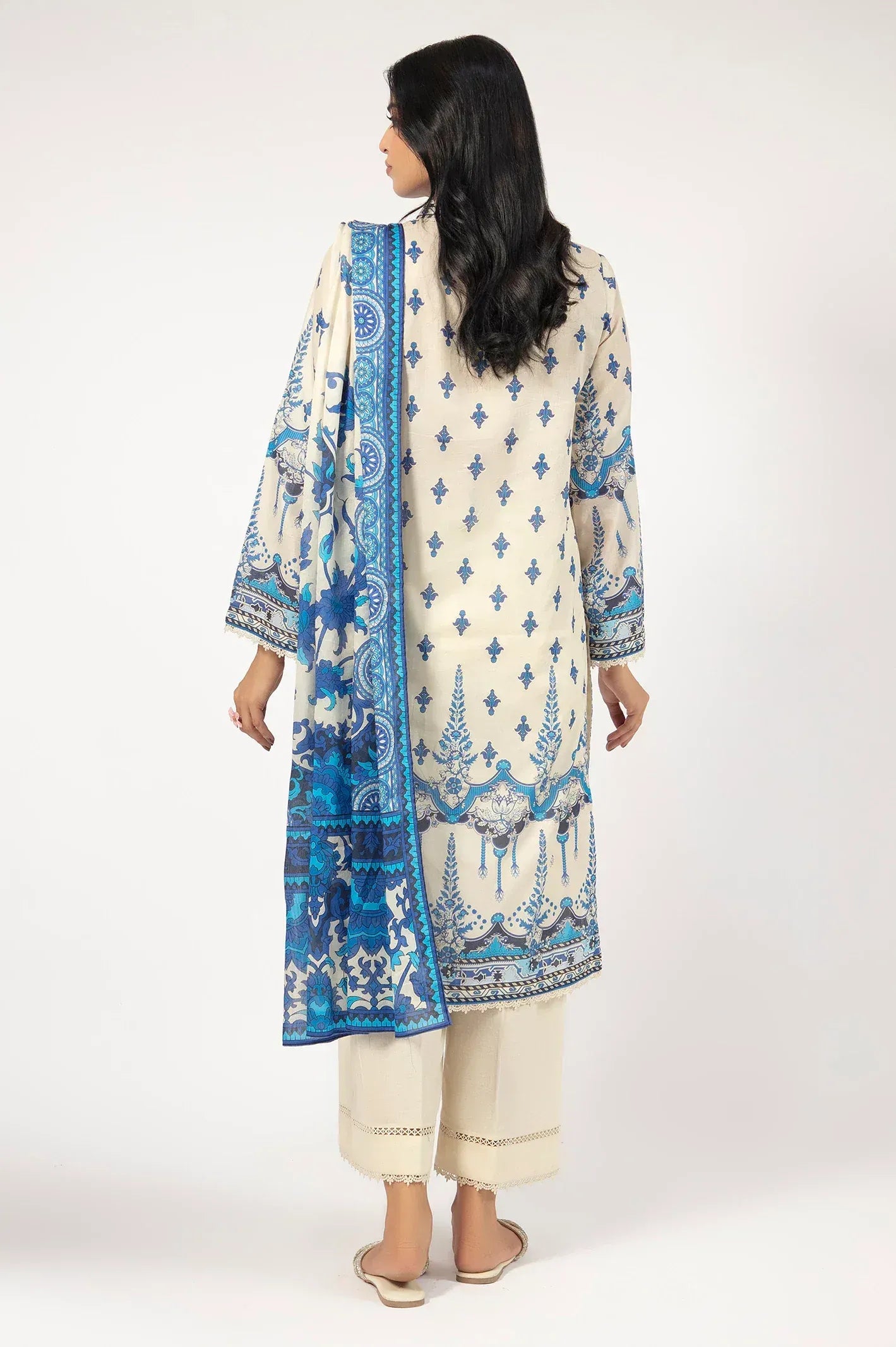 Printed Lawn-Cream Unstitched 3PC